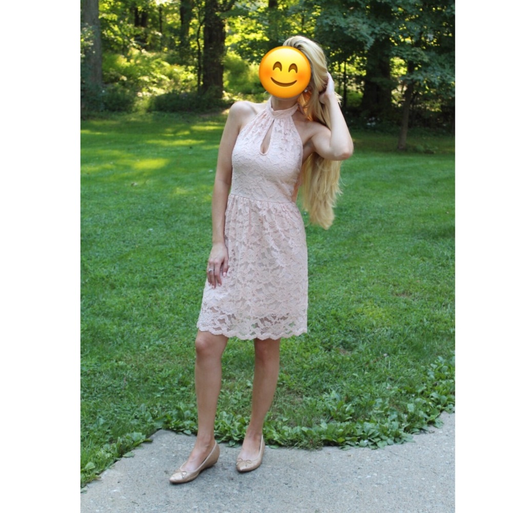 Light Pink Key Hole Lace Dress